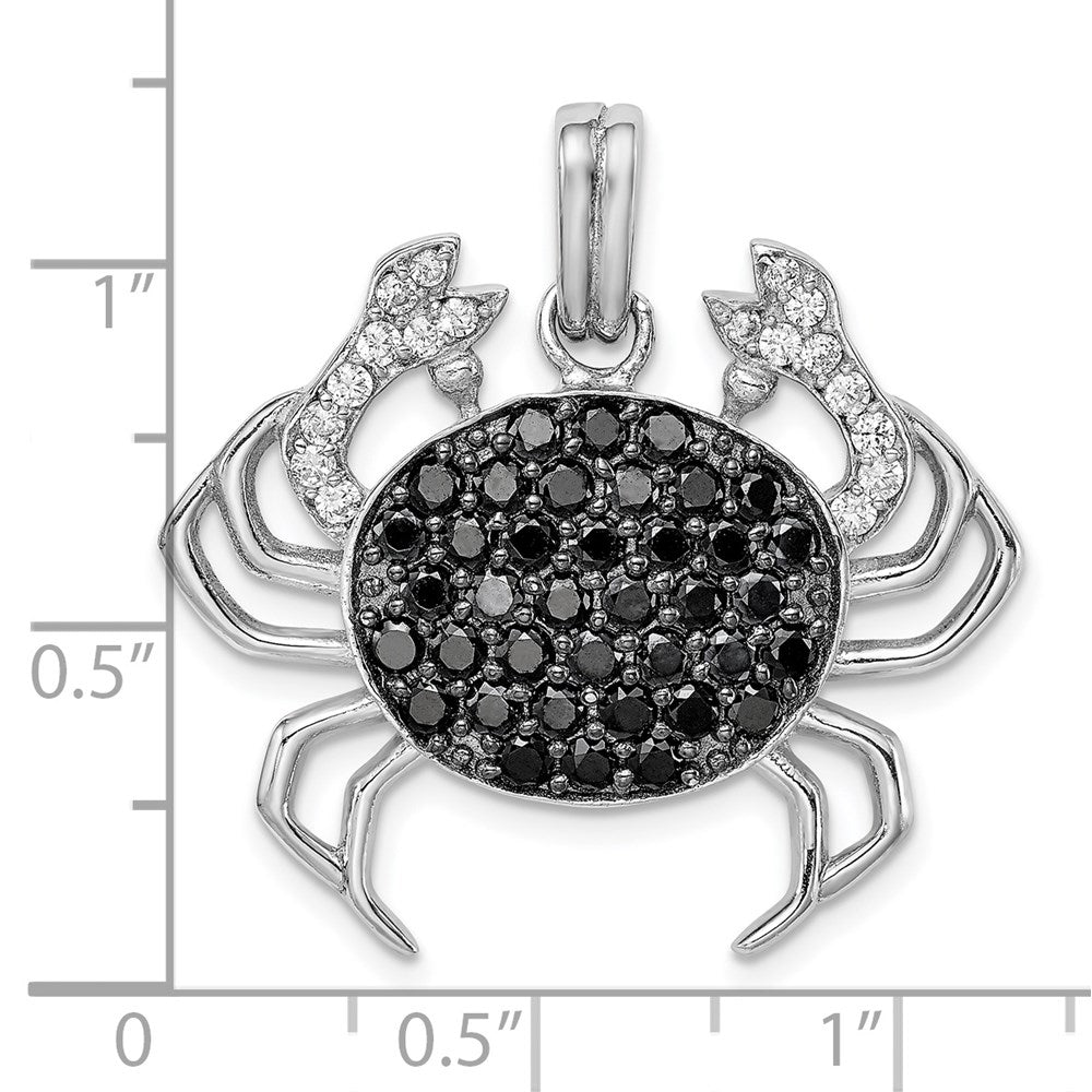 Sterlingsilber Rhodiniert Schwarz & Weiß Zirkonia Krabbe Anhänger