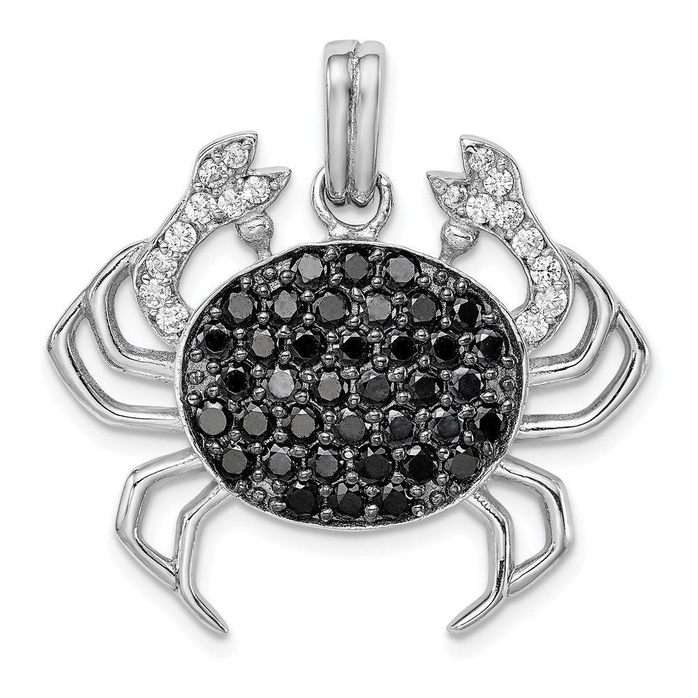 Sterlingsilber Rhodiniert Schwarz & Weiß Zirkonia Krabbe Anhänger