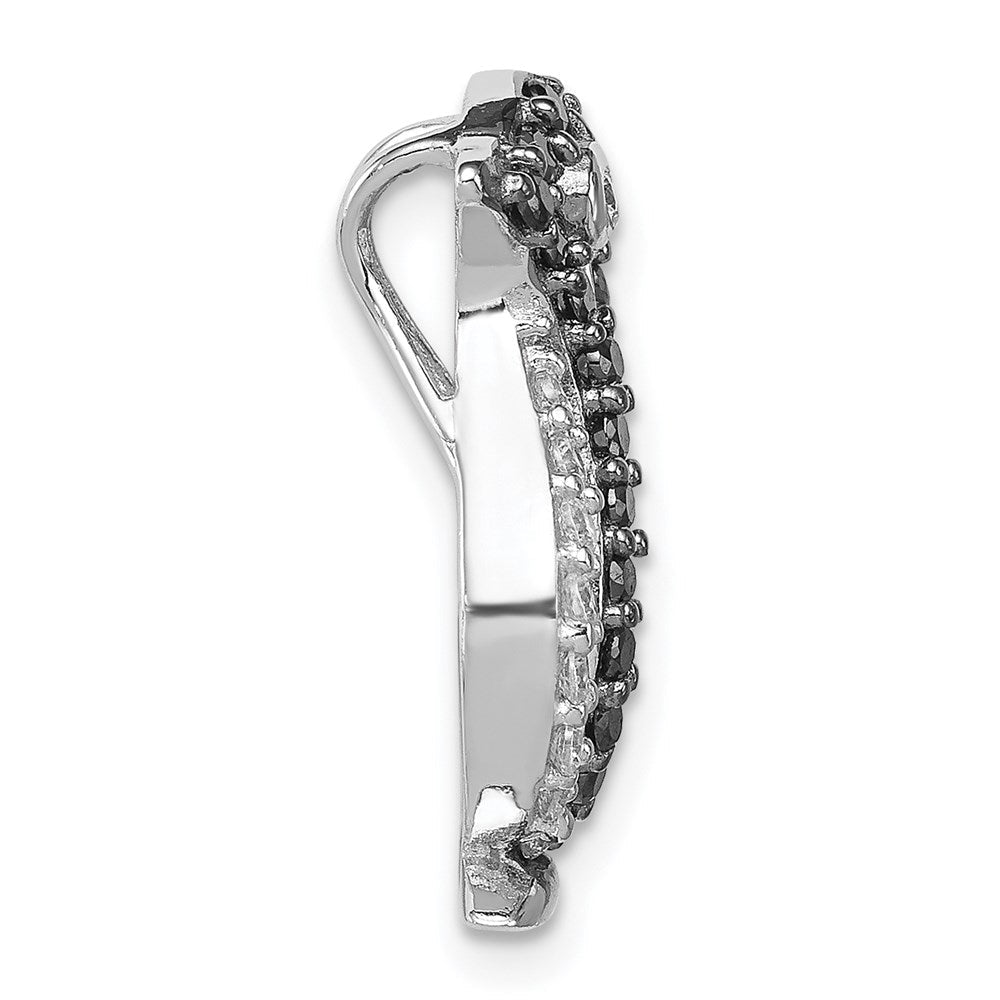 Sterlingsilber Rhodiniert Schwarz und Weiß Zirkonia Pinguin Kette Anhänger