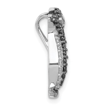 Sterlingsilber Rhodiniert Schwarz und Weiß Zirkonia Pinguin Kette Anhänger