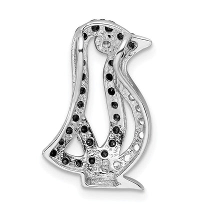 Sterlingsilber Rhodiniert Schwarz und Weiß Zirkonia Pinguin Kette Anhänger