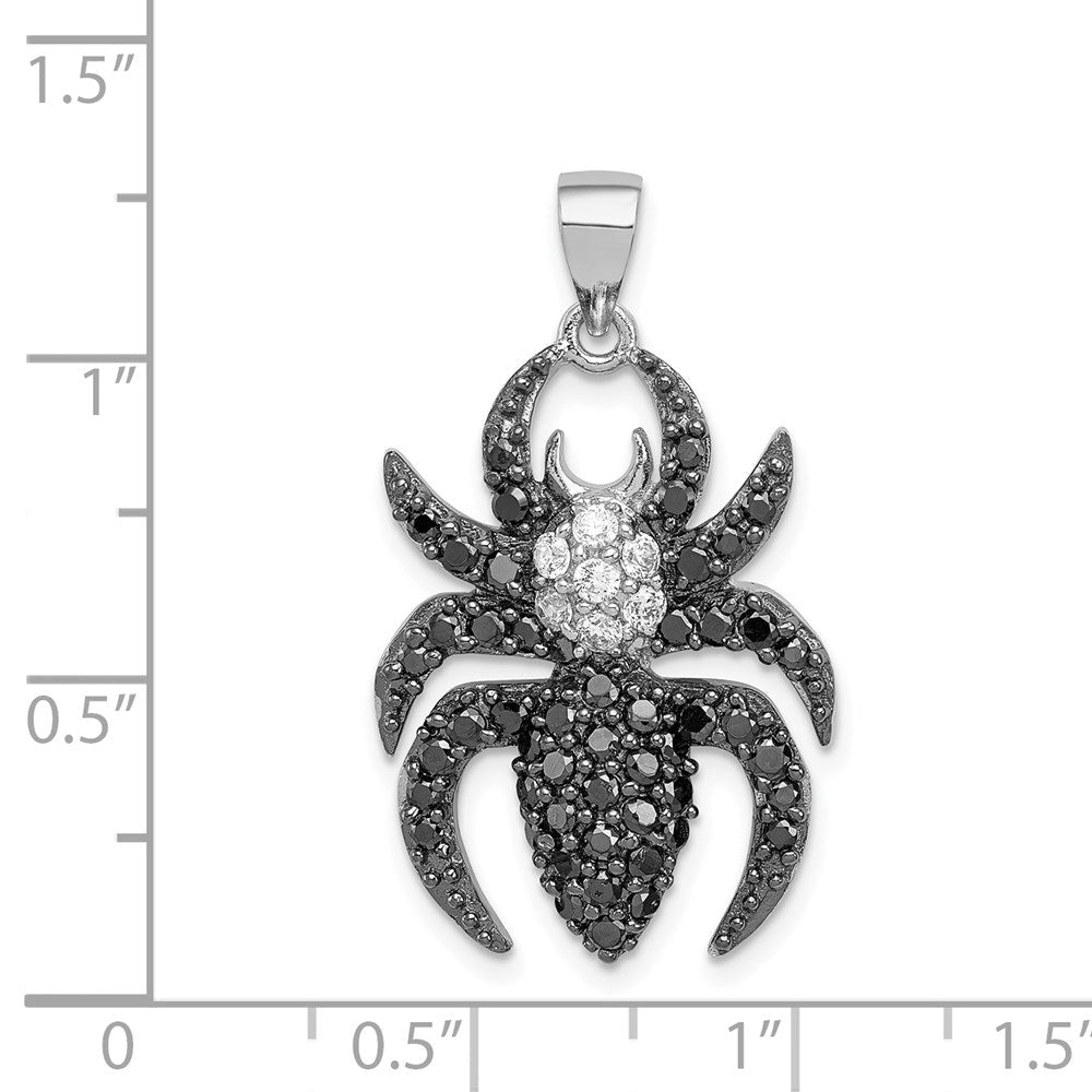 Sterlingsilber Rhodiniert Schwarz und Weiß Zirkonia Spider Anhänger