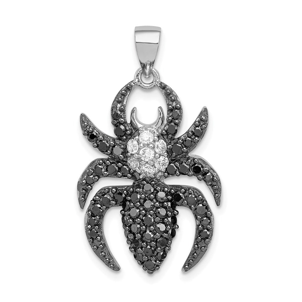 Sterlingsilber Rhodiniert Schwarz und Weiß Zirkonia Spider Anhänger