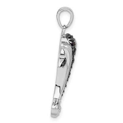 Sterlingsilber Schwarz & Weiß Zirkonia Delfin Anhänger