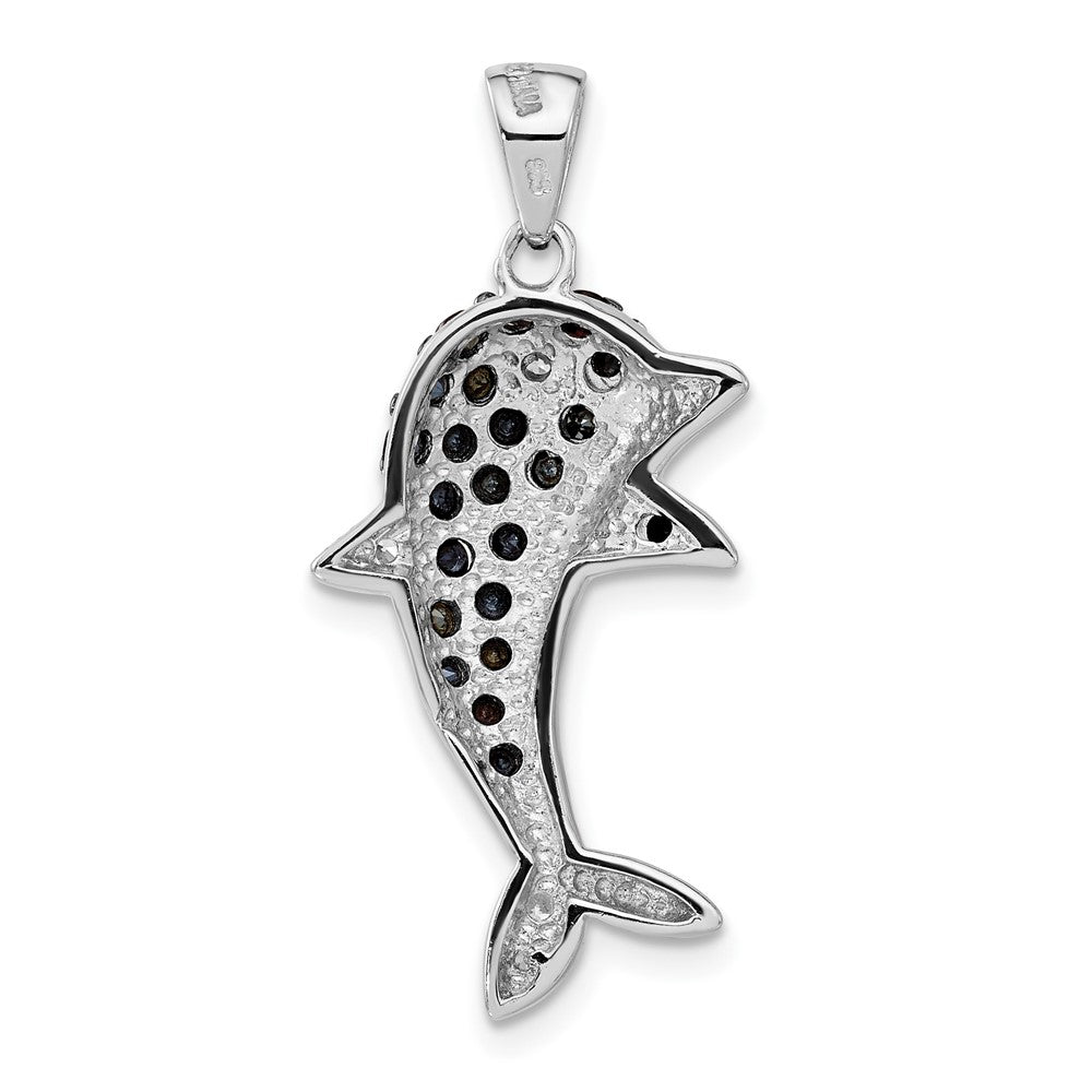 Sterlingsilber Schwarz & Weiß Zirkonia Delfin Anhänger