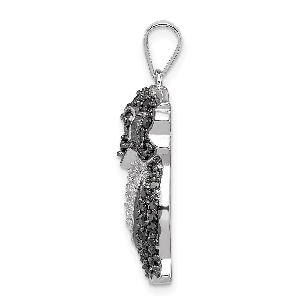 Sterlingsilber Schwarz & Weiß Zirkonia Eule Anhänger