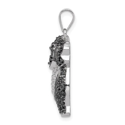 Sterlingsilber Schwarz & Weiß Zirkonia Eule Anhänger