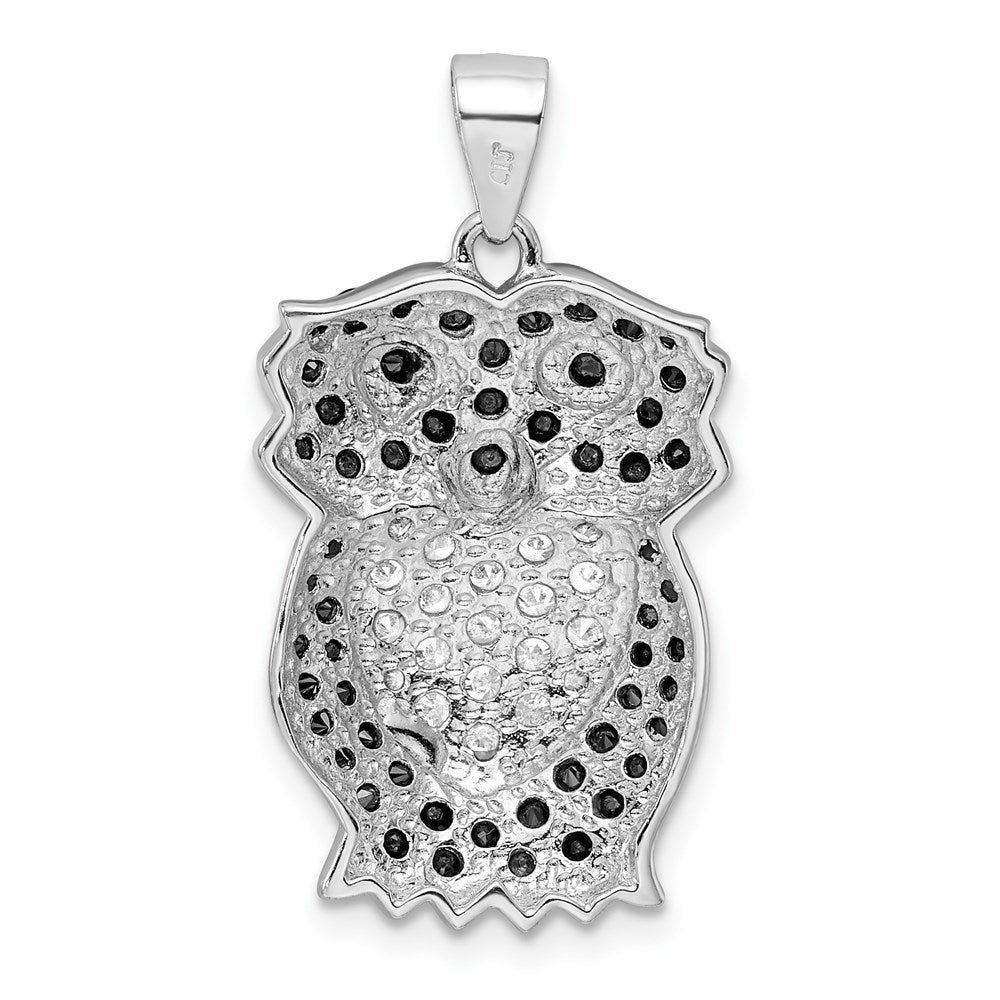 Sterlingsilber Schwarz & Weiß Zirkonia Eule Anhänger