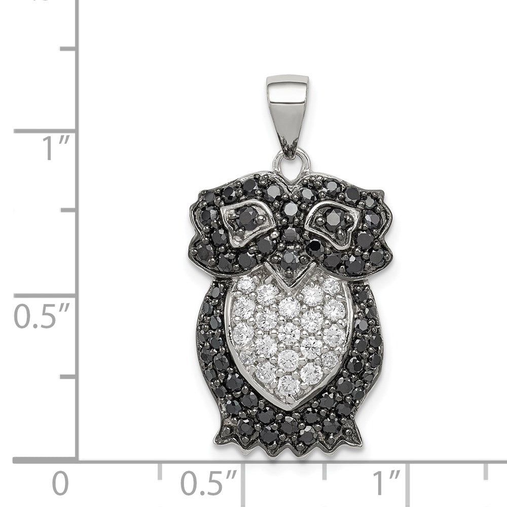 Sterlingsilber Schwarz & Weiß Zirkonia Eule Anhänger