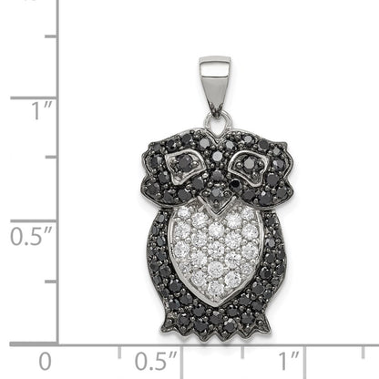 Sterlingsilber Schwarz & Weiß Zirkonia Eule Anhänger