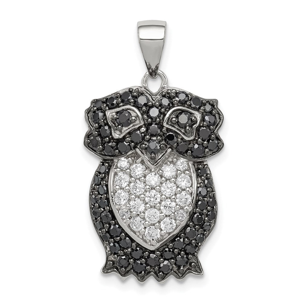 Sterlingsilber Schwarz & Weiß Zirkonia Eule Anhänger