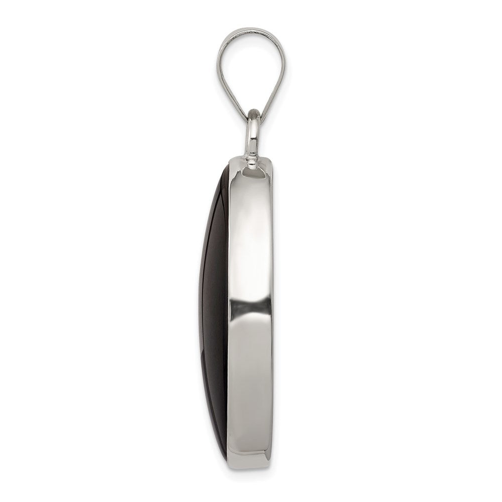 Sterlingsilber Rhodiniert Onyx Poliert Oval Anhänger