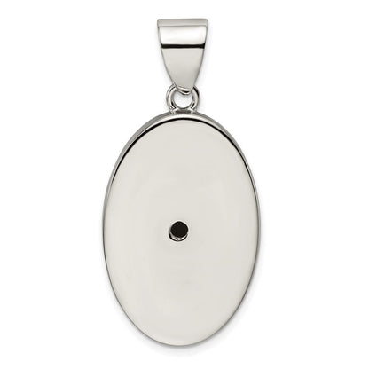 Sterlingsilber Rhodiniert Onyx Poliert Oval Anhänger