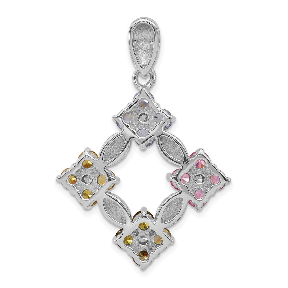 Sterlingsilber Poliert Mehrfarbig Zirkonia Blume Anhänger