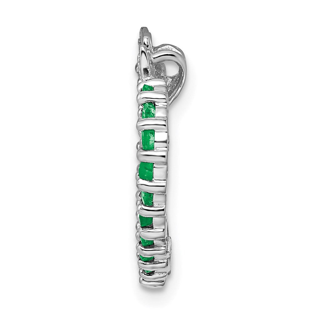 Rhodinierter Sterlingsilber-Anhänger „Herz“ mit Smaragd und Diamant