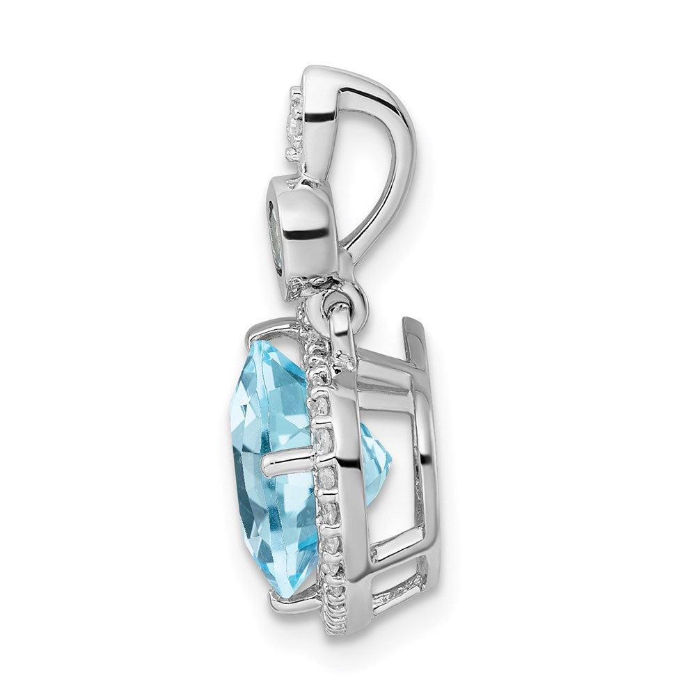 Anhänger aus rhodiniertem Sterlingsilber mit Diamant und hellem Schweizer Blautopas