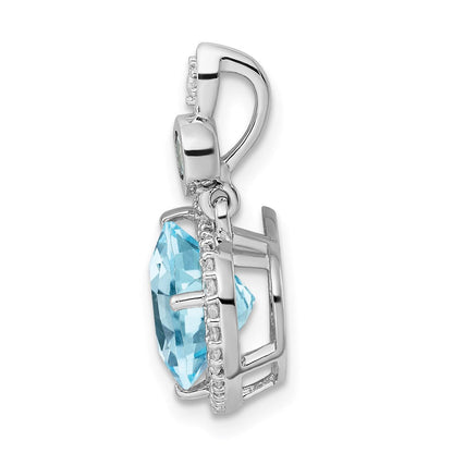 Anhänger aus rhodiniertem Sterlingsilber mit Diamant und hellem Schweizer Blautopas