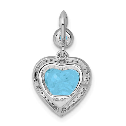 Anhänger aus rhodiniertem Sterlingsilber mit Diamant und hellem Schweizer Blautopas