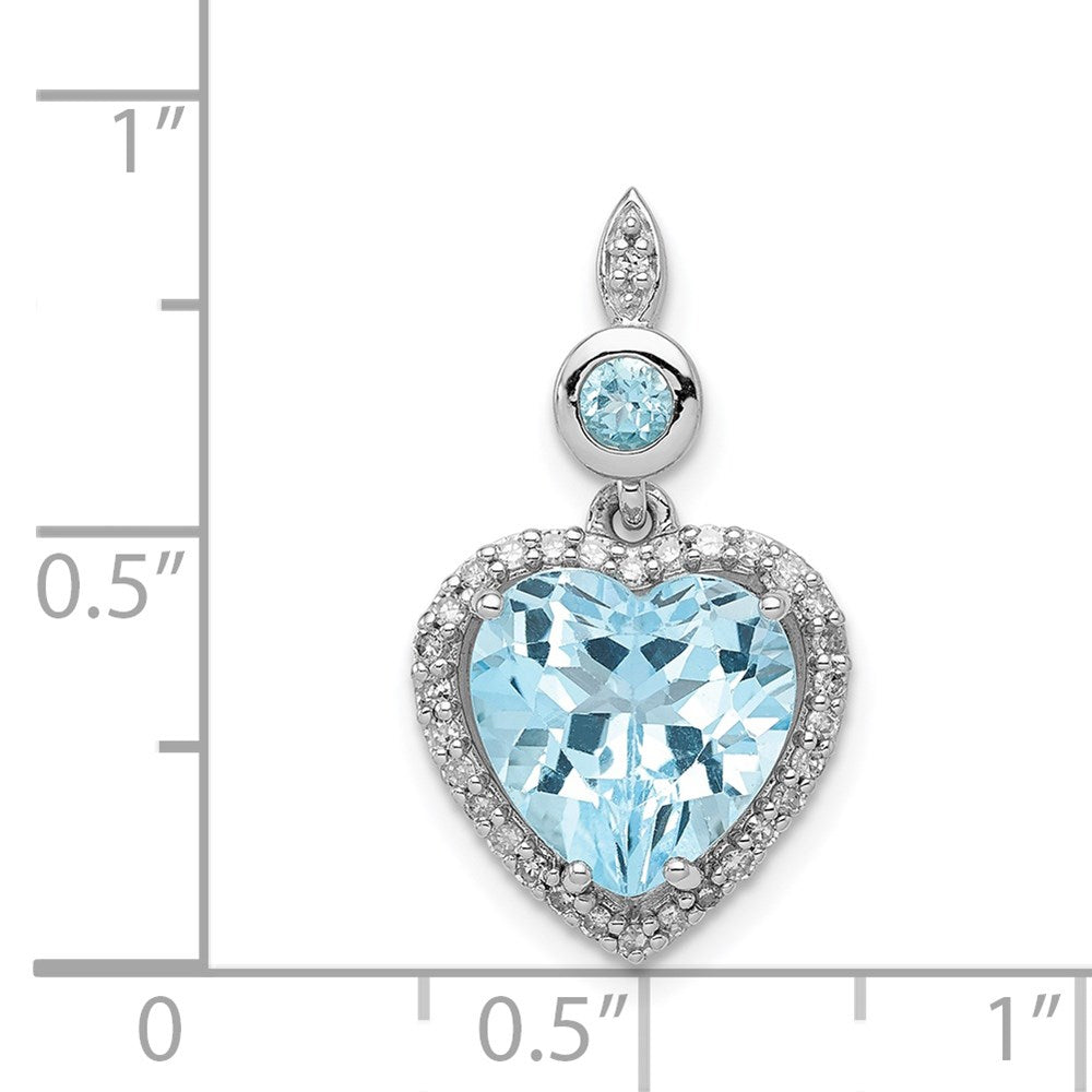 Anhänger aus rhodiniertem Sterlingsilber mit Diamant und hellem Schweizer Blautopas