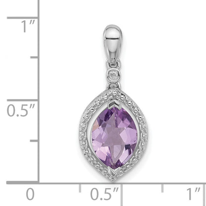 Sterlingsilber Diamant & Rosa Quarz Anhänger