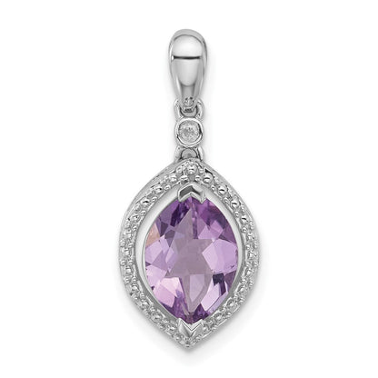 Sterlingsilber Diamant & Rosa Quarz Anhänger