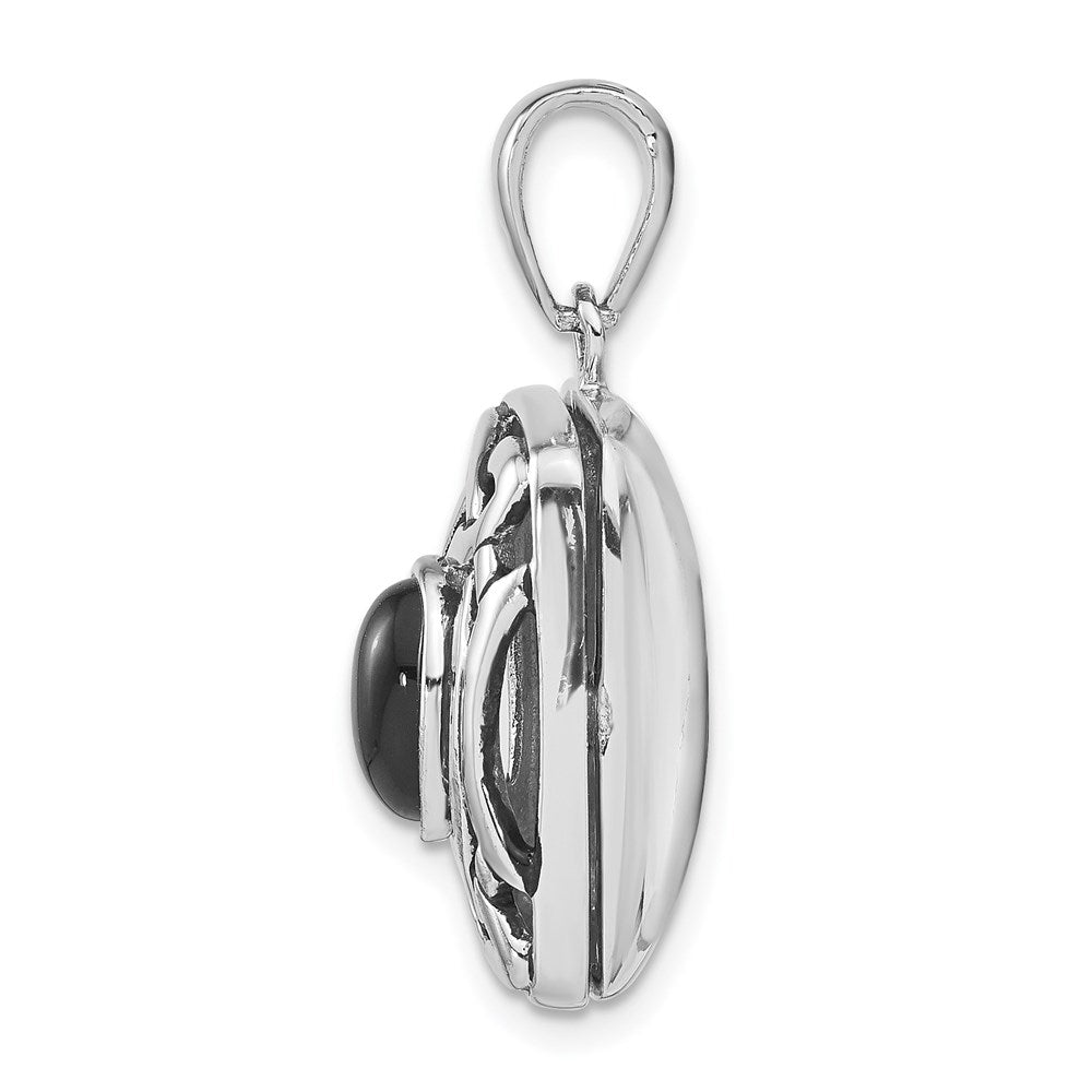 Sterlingsilber Rhodiniert Antikisiert Onyx Rechteck 20mm Medaillon