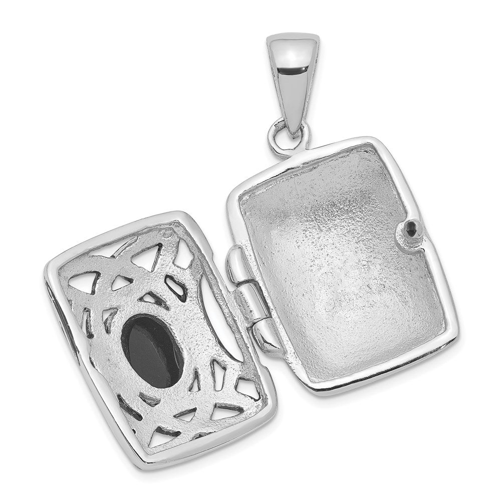Sterlingsilber Rhodiniert Antikisiert Onyx Rechteck 20mm Medaillon