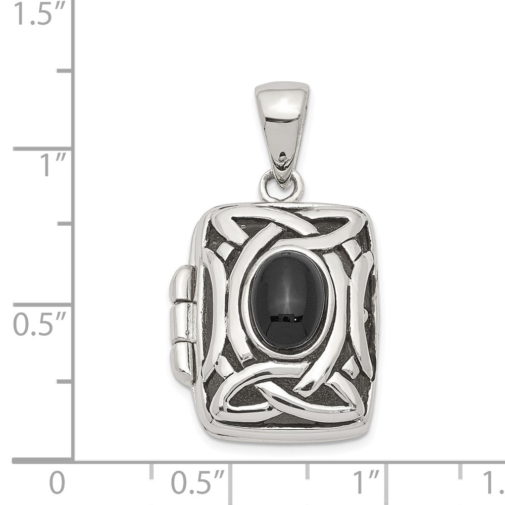 Sterlingsilber Rhodiniert Antikisiert Onyx Rechteck 20mm Medaillon