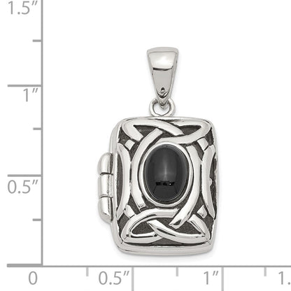 Sterlingsilber Rhodiniert Antikisiert Onyx Rechteck 20mm Medaillon