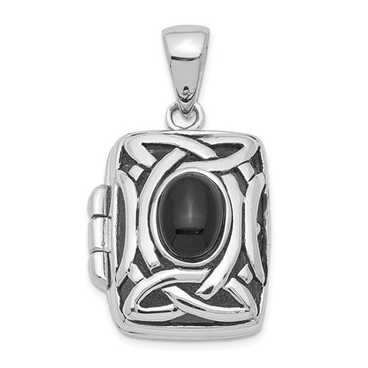 Sterlingsilber Rhodiniert Antikisiert Onyx Rechteck 20mm Medaillon