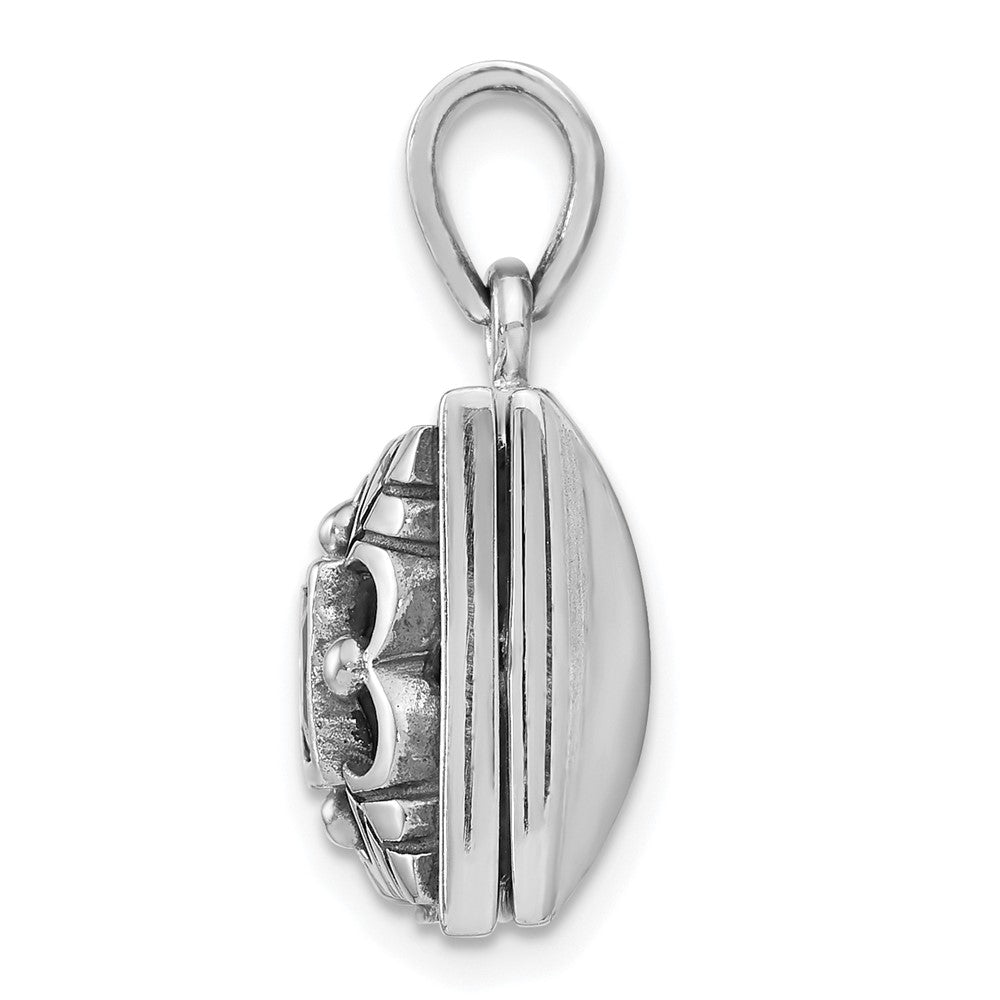 Sterlingsilber Rhodiniert Poliert/antiqued Granat Quadratisch 16mm Medaillon