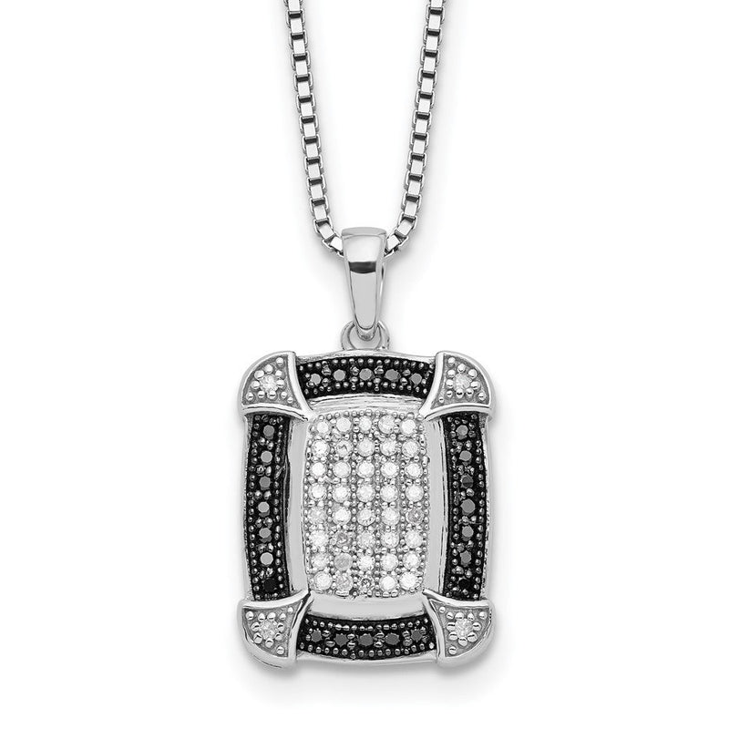 Sterlingsilber Weiß Nacht Rhodiniert Schwarz und Diamant 18 Zoll Halskette mit 2 Verlängerung
