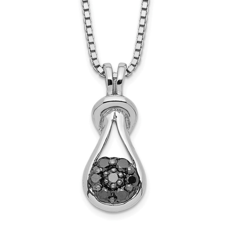 Sterlingsilber Weiß Nacht Rhodiniert Schwarz Diamant Liebe Knoten 18 Zoll Halskette mit 2 Verlängerung