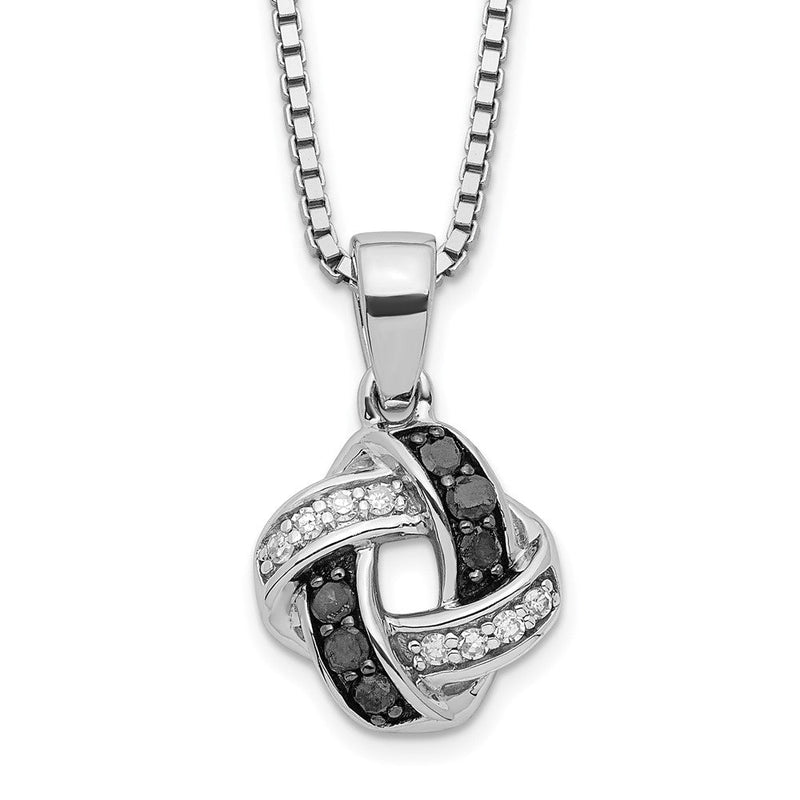 Sterlingsilber Weiß Nacht Rhodiniert Schwarz und Diamant 18 Zoll Halskette mit 2 Verlängerung