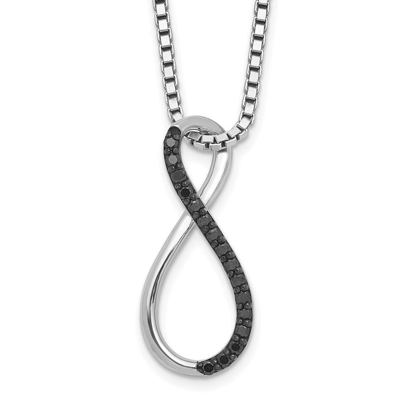 Sterlingsilber Weiß Nacht Rhodiniert Schwarz Diamant Unendlichkeit Symbol 18 Zoll Halskette mit 2 Verlängerung