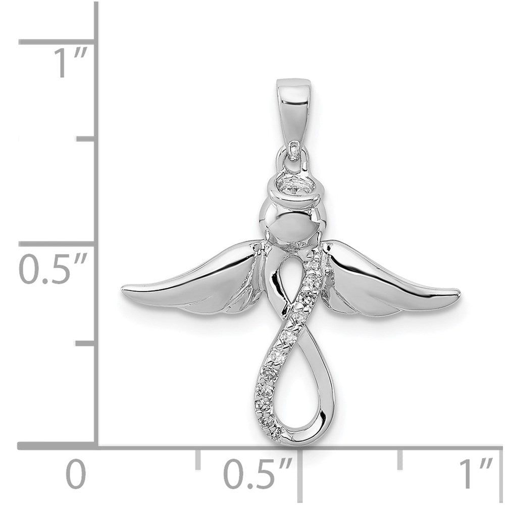 Anhänger „Engel“ aus rhodiniertem Sterlingsilber mit Diamant