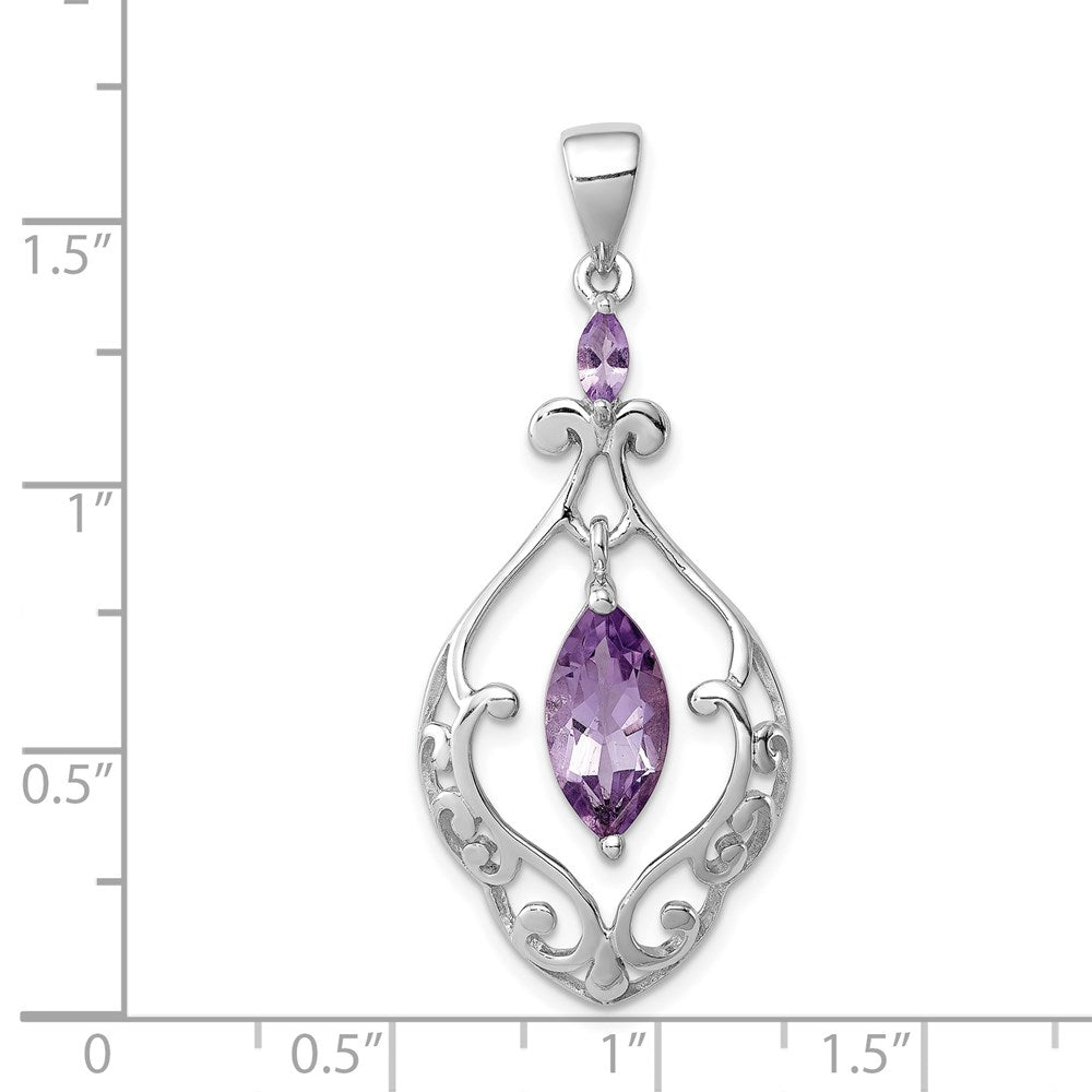 Sterlingsilber Rhodiniert Amethyst Fantasie Anhänger