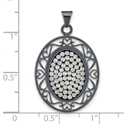 Sterlingsilber Schwarz Keramik Weiß Swarovski Kristall Oval Anhänger