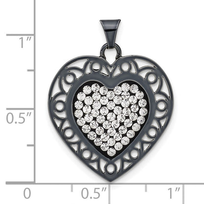 Sterlingsilber Schwarz Keramik-beschichtet Swarovski Kristall Herz Anhänger