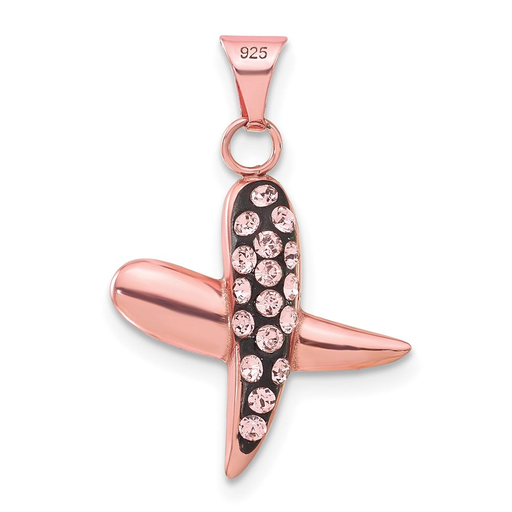 Sterlingsilber Roséfarben Keramik Swarovski Kristall X Anhänger