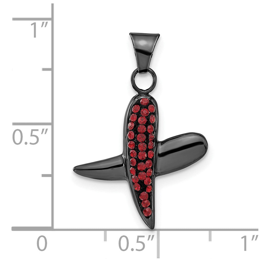 Sterlingsilber Schwarz Keramik Rot Swarovski Kristall X Anhänger