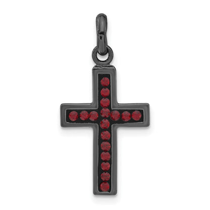 Sterlingsilber Schwarz Keramik Rot Swarovski Kristall Kreuz Anhänger