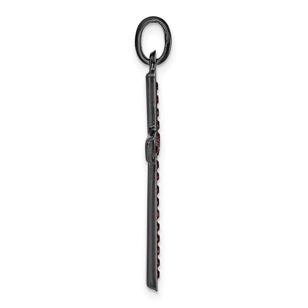 Sterlingsilber Schwarz Keramik Rot Swarovski Kristall Kreuz Anhänger