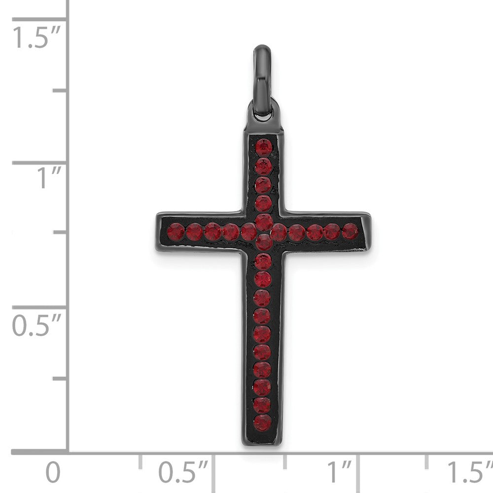 Sterlingsilber Schwarz Keramik Rot Swarovski Kristall Kreuz Anhänger