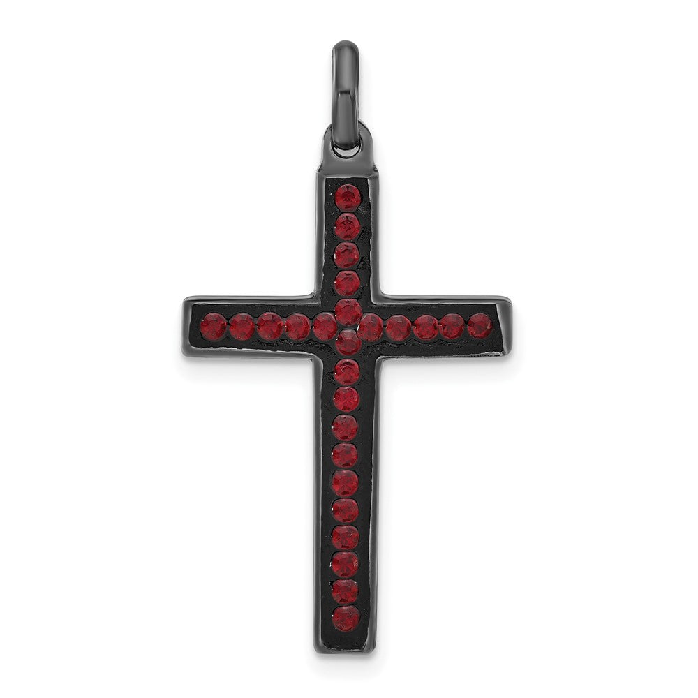 Sterlingsilber Schwarz Keramik Rot Swarovski Kristall Kreuz Anhänger