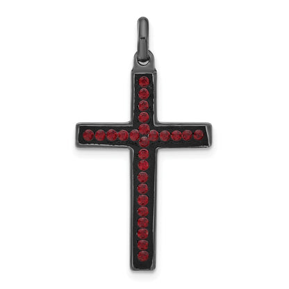 Sterlingsilber Schwarz Keramik Rot Swarovski Kristall Kreuz Anhänger