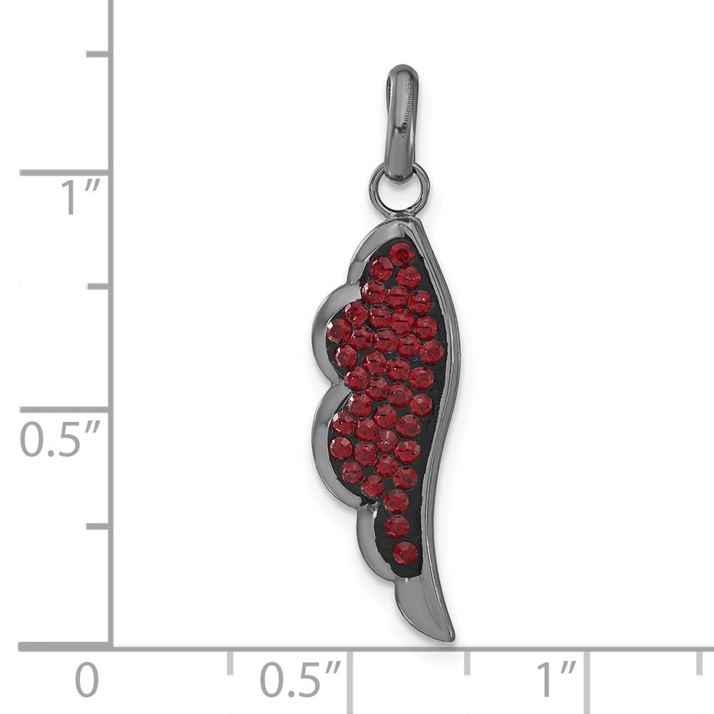 Sterlingsilber Schwarz Keramik Rot Swarovski Elements Flügel Anhänger