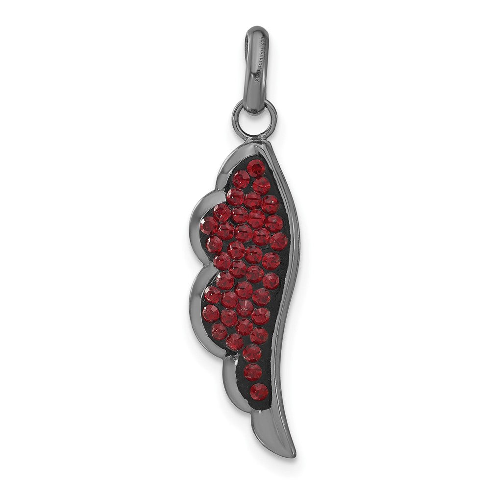Sterlingsilber Schwarz Keramik Rot Swarovski Elements Flügel Anhänger