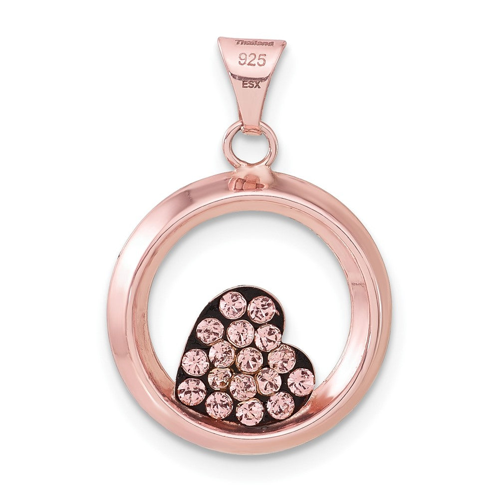Sterlingsilber Rosa Keramik Swarovski Elements Herz Kreis Anhänger