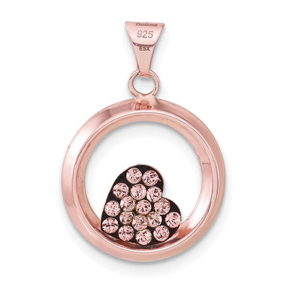 Sterlingsilber Rosa Keramik Swarovski Elements Herz Kreis Anhänger